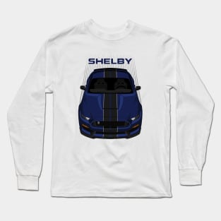 Ford Mustang Shelby GT350 2015 - 2020 - Kona Blue - Black Stripes Long Sleeve T-Shirt